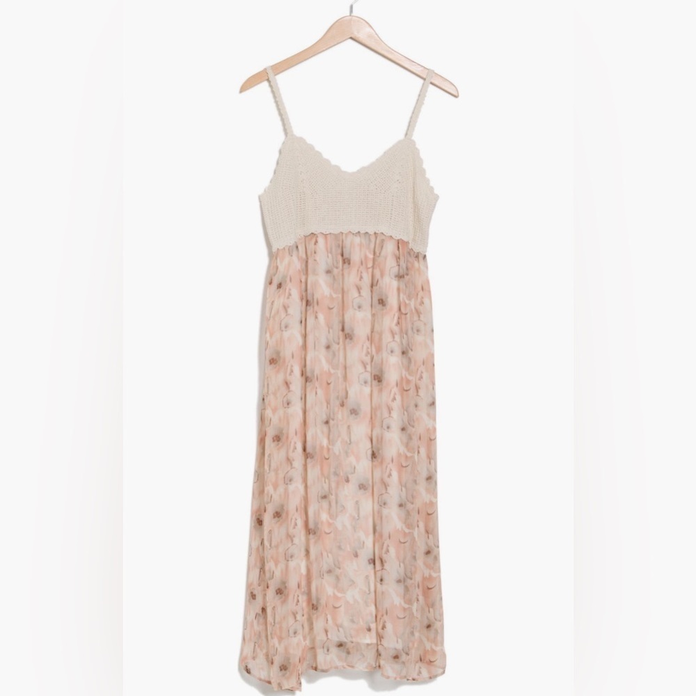 STITCHDROP Mokopuko Crotchet Trim Babydoll Floral Maxi Dress Size Medium